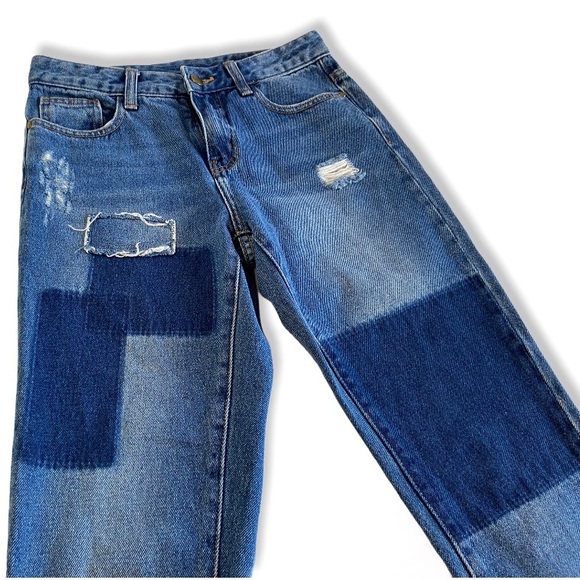 MO & Co. Distressed Denim Capris Blue Size 25 - Picture 5 of 12